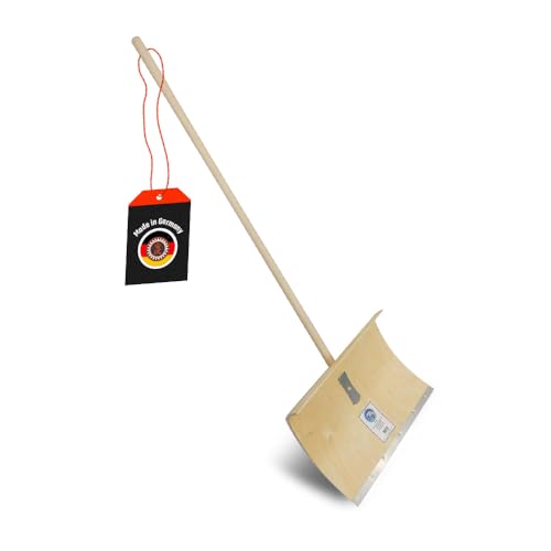 SHW-FIRE | Schneeschieber mit 50cm Schaufel und 144 cm Ovalstiel, Schaufel mit 5-Fach verleimtem Sperrholz mit Stahlschutzkante Premium Schneeschaufel mit Buchenholzstiel | Made in Germany