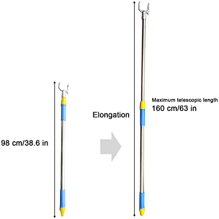 Closet Hook Pole, the Newly Upgraded 1.64 Meters (64.5in) Closet Hook, Telescopic Clothes Hook Steel Clothes Pole, Suitable for Wardrobe, Clothes Line, Hanger, Hanger Pole (random Color)