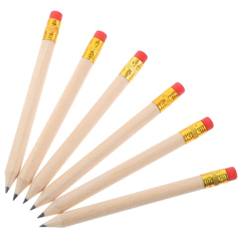 50 lápices de madera natural con goma roja miniatura 1
