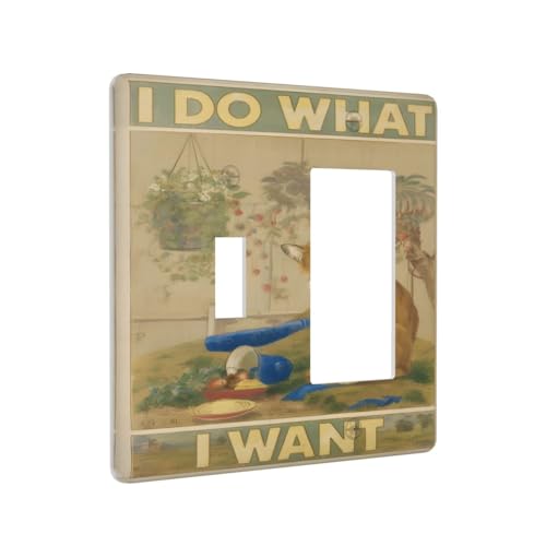 Decorative Outlet Covers Rustic Funny Cat Gardan Plant 2 Gang 1 Gang Wall Plate Cover Single Toggle Rocker Combo Light Switch Cover Plate Face Plate for Bedroom Decor