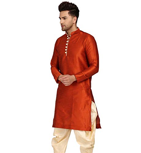 Image of Men's Ethnic Silk Loop Button Kurta