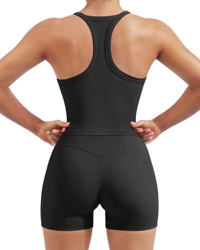 SUUKSESS Women 2 Piece Workout Sets High Waisted Biker Shorts