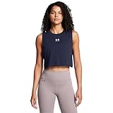 Under Armour Cropped Logo Tank Top Camiseta sin Mangas UA W con Logotipo Recortado, Mujer, (410) Midnight Navy/White, Large