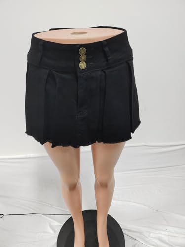 Molisry Women's Denim Shorts Skorts High Waist Double Side Asymmetrical Hem Jean Skort Skirt4