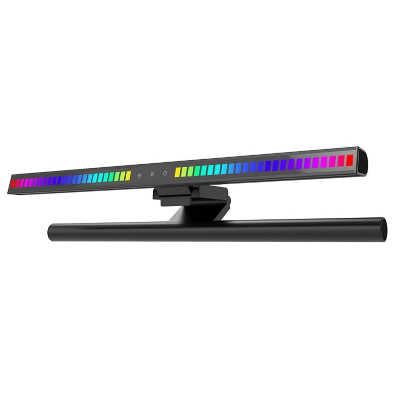​Nokenoke RGB Gaming Monitor Light Bar with Music Sync & Dual-Zone Lighting, Eye-Care USB Computer Lamps for Flat/Curved Screens, Touch Control & USB Desk Lamp for PC Gaming/Gaming room
