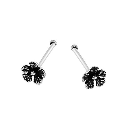 Aeravida Cute Pair Of Little Sterling Silver Flowers Stud Nose Piercing Jewelry | Tiny Sterling Silver Stud Nose For Women | Flower Stud Nose | Vintage Stud Nose #TOP1