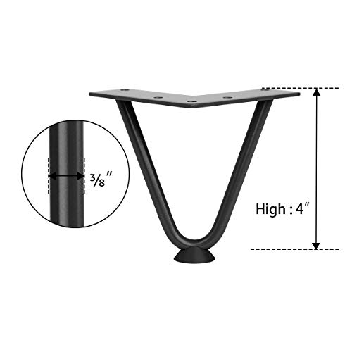 Image of JGS Iron Legs for Table of 4 Hairpin Legs for Furniture Office Metal Desk Legs Dining Table Legs Industry Work Set Table Height Extender Metal Legs for Sofa Side & Coffee Table Stand (Black 4 Inch)