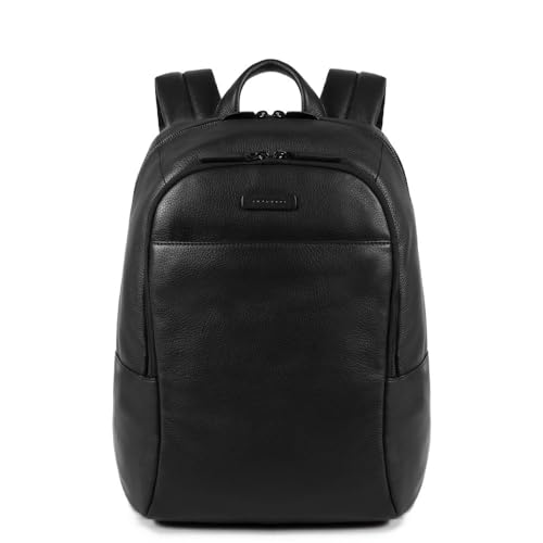 PIQUADRO Modus Special Leather Backpack, Black, 40 cm, Backpack