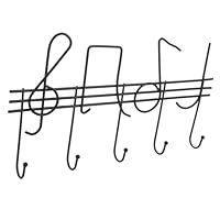 FUNNETOYU Metal Wall Mounted Key Holder Music Note Coat Hook Multipurpose Hanger for Hats Bags Entryway Storage Decorative Black