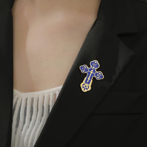 Image of TEAMER Cross Brooch Lapel Pin For Men Russian Orthodox Crucifix Eastern Church Cross Tie Pins Religious Christian Prayer Jewelry