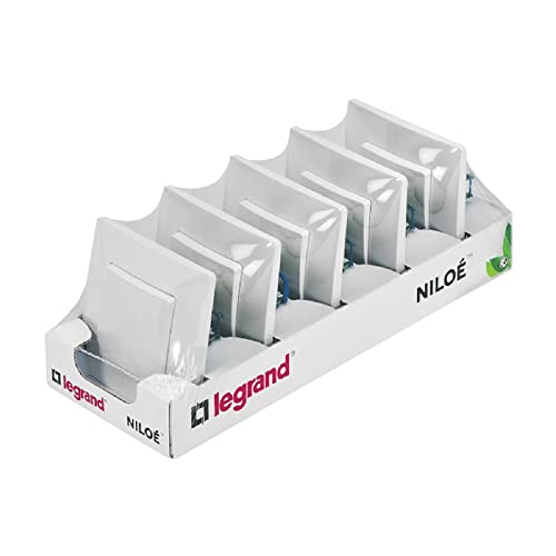 LEGRAND Pack 5 Interruptores Conmutador 10A Gama Niloé Monobloc, Mecanismos Completos con Marcos, Color Blanco, 396431