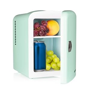 GOURMETmaxx Mini Fridge Retro Design | Small Cosmetic Fridge | Skincare Fridge | Ideaal voor eten, drinken, blikjes en beauty artikelen [12V op sigarettenaansteker en 230V aansluiting]
