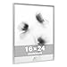FrameWorks 16x24 Brushed Aluminum Poster Frames – Modern Brushed Metal Design w/Shatterproof Plexiglass, Perfect for Posters, Artwork, Paintings, Wall Displays – Home or Office Decor, Silver - 1 Pack