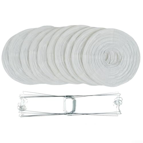 Jonikuper Juego de 10 faroles grandes de papel blanco de 20 cm para fiestas, bodas, banquetes, decoración redonda, para colgar, festivales, hogar, celebración, ambiente romántico