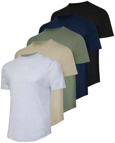 Real Essentials 5 Pack: Men’s 100% Cotton Hipster Curved Hem Droptail Tee – Premium Longline T-Shirts with Long Tail Drop Cut