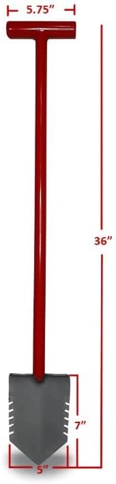 Miniatura 5 de Pala cortadora de raíz de diablo rojo, hoja de corte de raíz dentada doble, construcción con mango en T. Paisajistas profesionales, césped y