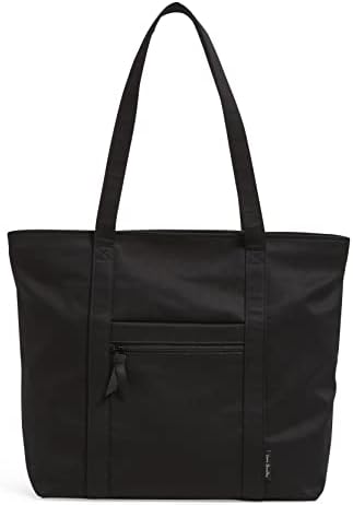Vera Bradley Women's Cotton Vera Tote Bag, True Black - Recycled Cotton, One Size