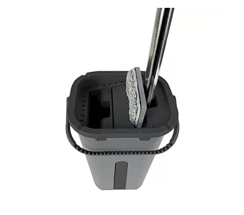 Rodo Flat Mop Com Balde Lava e Seca Limpeza Multiuso (Cinza)