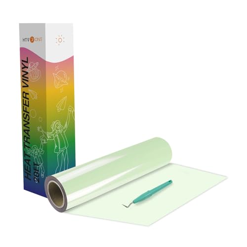 Image of HTVRONT Heat Transfer Vinyl Rolls - 12 inch x 20ft Pale Green Iron on Vinyl for Shirts, HTV Vinyl for All Cutting Machines - Easy to Cut & Weed for HTV Heat Transfer Design (Pale Green)