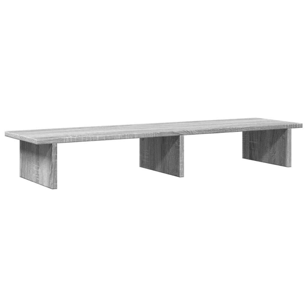 Supporto per monitor grigio Sonoma, 100 x 27 x 15 cm, in legno, ergonomico, regolabile in altezza, per ufficio e home office, con vano cavi e cassetto, compatibile con laptop, PC, notebook