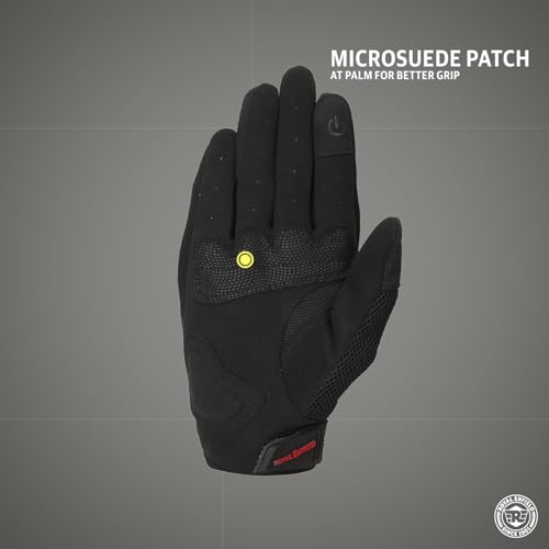 Image of Royal Enfield Rambler V3 Riding Gloves |TPR Knuckle Protectors for Protection Against impacts and Abrasion| 100% Polyester Air mesh| Poly Stretch Fabric for Comfortable fit Black L 22CM
