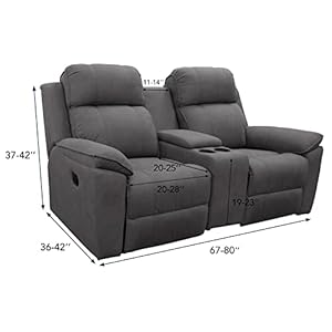Easy going stretch recliner loveseat cover with center console sofa slipcover soft fitted fleece 2 seats couch with holder and storage washable furniture protector dark gray  urban country home decor