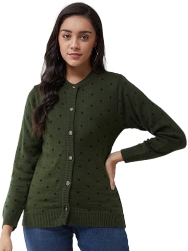 Image of Modeve Women's Acrylic Blend Cardigan /Round Neck Sweater For Winter