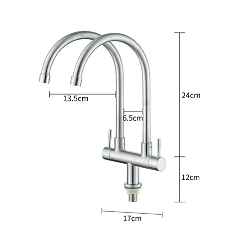 Robinet cuisine acier inoxydable 304 mitigeur évier double commande