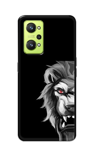 Image of Plastic Printfidaa Printed Hard Back Cover Case For Realme Gt Neo 2 | Gt 2 | Realme Gt Neo 3T 5G Back Cover (Angry Lion) -112, Black