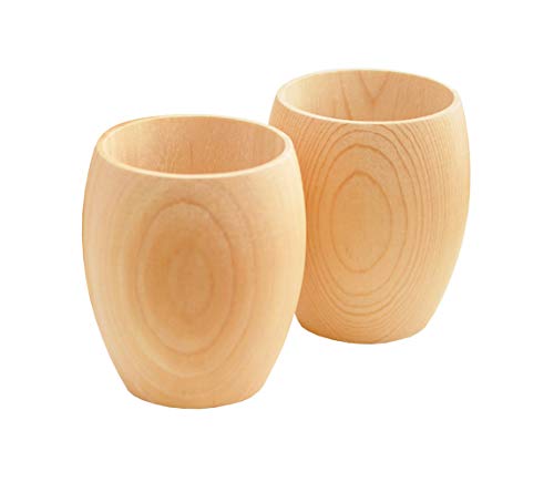 IPPINKA Japanese Traditional Wooden Sake Cups, Set of 2, Handmade