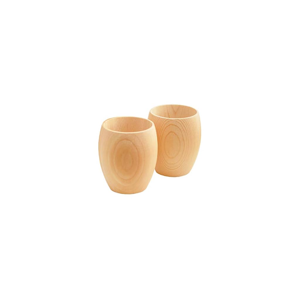 Japanese Traditional Wooden Sake Cups, Set of 2, Handmade in Japan
