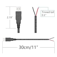 Riertostng USB Typ-A männlicher Stecker Bare Wire Kabel, 18AWG 5V 6A USB A Stecker zu 2 Pin Bare Open End für DIY-Geräte Reparatur (4 Stück) – Ansicht 2