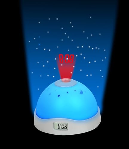 Cisixin LCD-Uhr, Bild, Projektion, digital, Snooze, Wecker, bunt, LED, wechselnder Stern, Sternenhimmel, Projektor