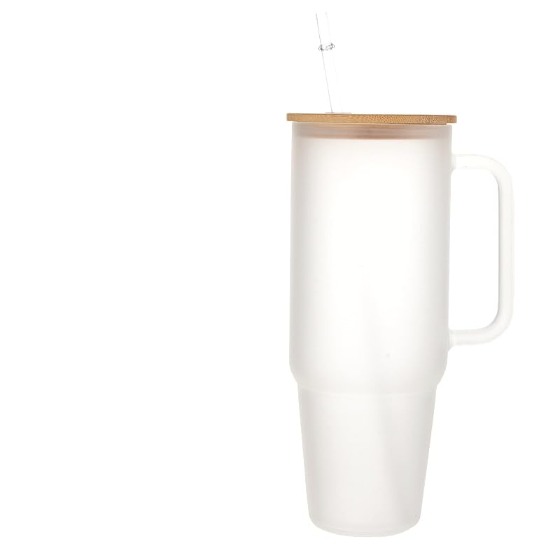 DUOMIYX Botella agua Copa De Vidrio De 40 Oz Con Manija Y Tapa De Paja Taza De Café Reutilizable Taza De Té Jugo De Vaso