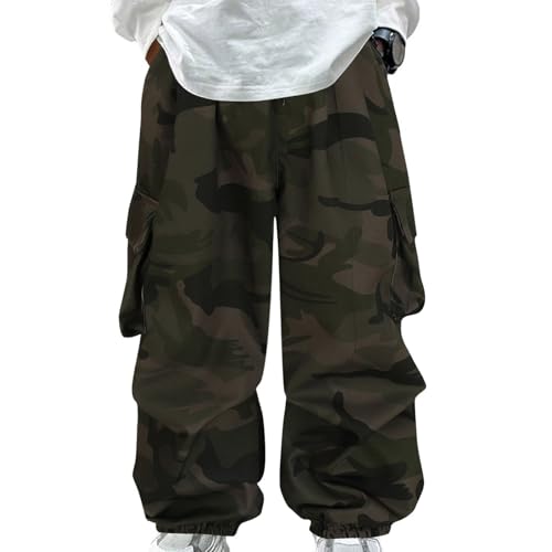 Boys Cargo Pants Kids Camo Jogger Sweatpants with Pockets Straight Pants High Waist Casual Streetwear Y2k Trousers