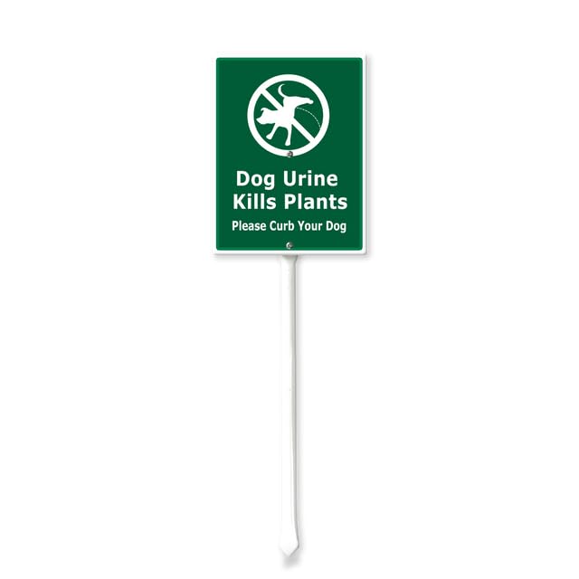 Horienteeon Dog Urine Kills Plants - Please Curb Your Dog Signs for Yard with Stake, Sturdy Aluminum Sign Rust Free, Dog Poop Sign, Lawn Sign Decoration for Yard Garden Lawn Outdoor 7"×8.8"