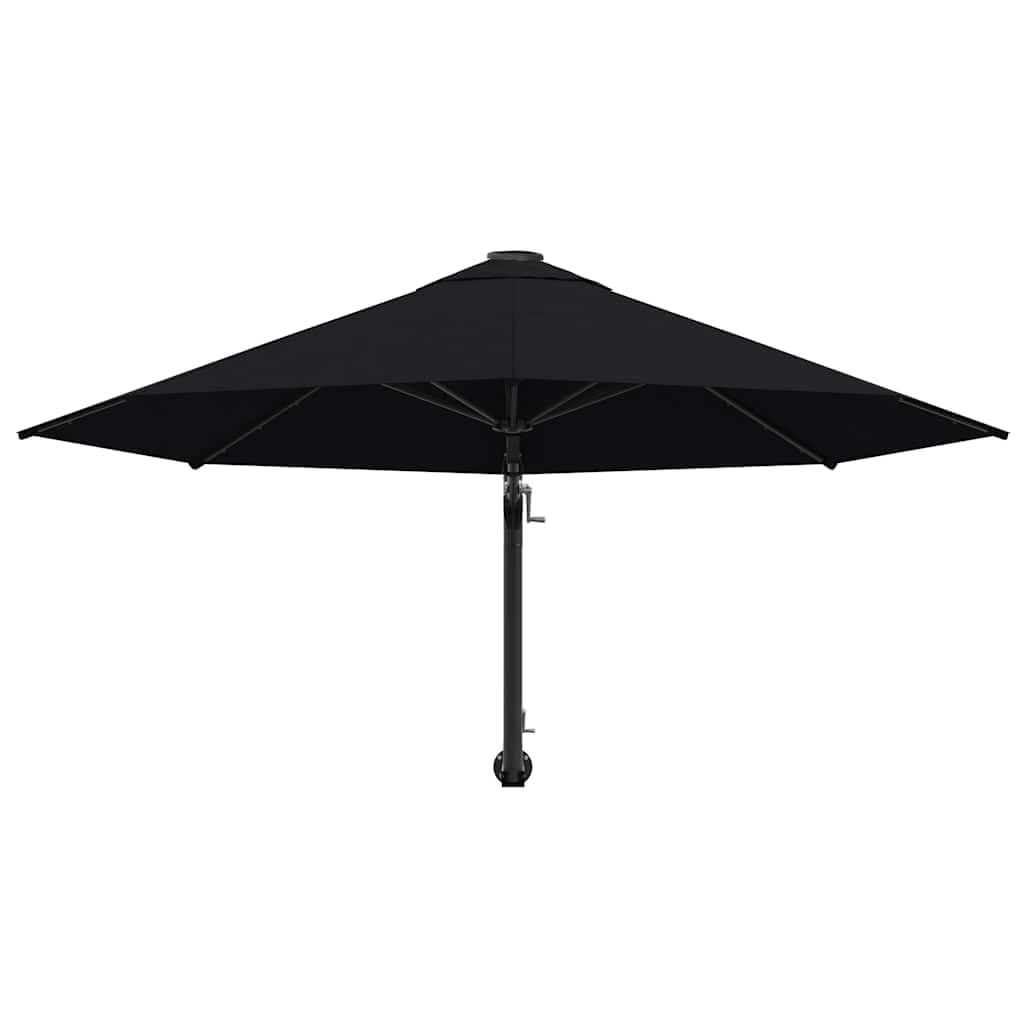 Sombrilla de Pared con Palo de Metal Negro 300 cm,Artículos de Exterior,Sombrillas,9.75kg-47300