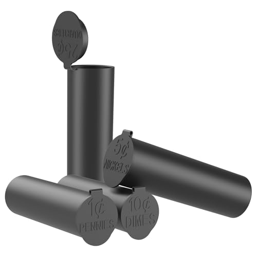 Groovy Green Coin Storage Tubes Set, 40 Pieces per Tube, Quarters, Sturdy Black Design?a Box 25 pcs