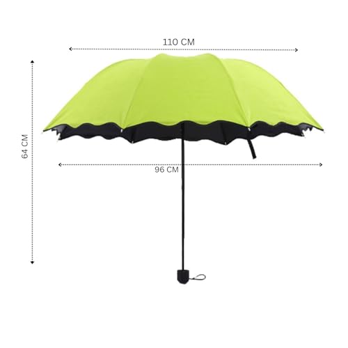 Image of Magic Umbrella Windproof and Rainproof Umbrella with Bloom After Rain Pattern 3 Fold Anti UV Protection Folding Umbrella for Rain, Sun 2 Persons Adult Kids & Women