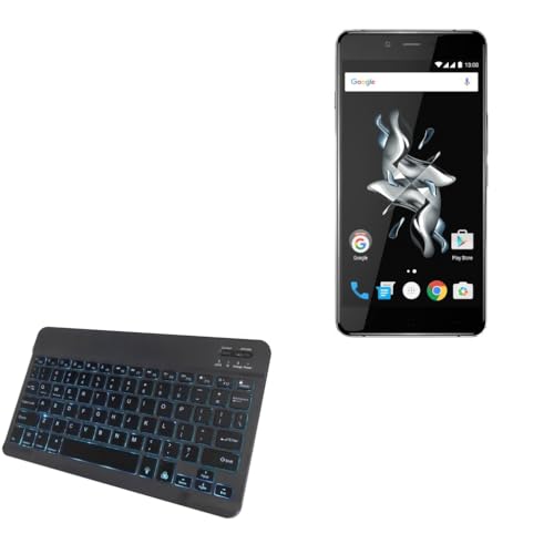 BoxWave Keyboard Compatible with OnePlus X - SlimKeys Bluetooth Keyboard - with Backlight, Portable Slim LED 7 Colors - Jet Black