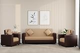 WESTIDO Emporio Fabric 3 + 1 + 1 Sofa Set (Cream & Brown, DIY(Do-It-Yourself)) | 1 Year Warranty