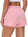 Mancreda Women's Running Shorts with Liner 3 Zipper Pockets Elastic Workout Athletic Gym Yoga Shorts(PK,M) Pink