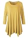 Lanmo Women Plus Size 3/4 Sleeve Tunic Tops Loose Basic Shirt (1X, Yellow)
