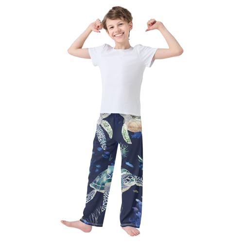 Turtles Coral Boys Long Pants Soft Trousers Elastic Waist Kids Lounge Bottoms with Pockets S-XL3