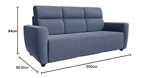 Image of Wakefit Belize 3 Seater Sofa Set for Living Room | 3 Year Warranty | Omega Blue Fabric, Neem Wood Frame