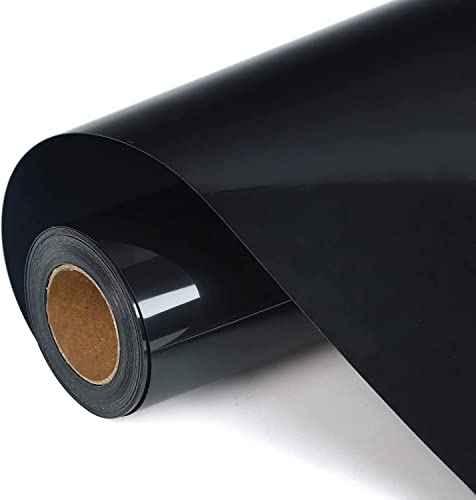 Rouleau Flex Thermocollant pour Tissu - 30,5 cm x 305 cm Vinyle Thermocollant pour Cricut et Silhouette Cameo, Tissu Thermocollant Vinyle pour Fers, Presses à Chaud, Tissus (Noir) Cover