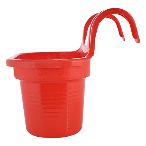 Image of Kuber Industries Hanging Flower Pot|Double Hook Plant Container|Durable Plastic Glossy Finish Pots for Home|Balcony|Garden|12 Inch|Pack of 5 (Multicolor)