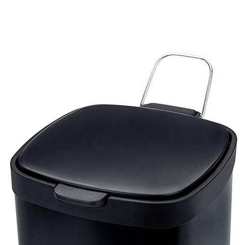 Lixeira em Aço Carbono com Pedal Inox e Balde Removível, 20L, Preto, Brinox