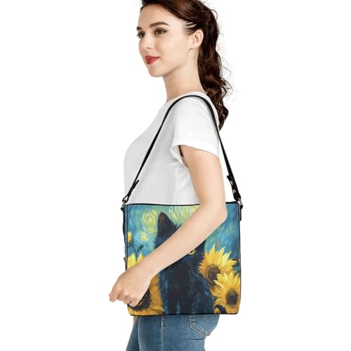Image of HUGS IDEA Boho Bags for Women Leather Handbag Shoulder Bucket Crossbody Purse
