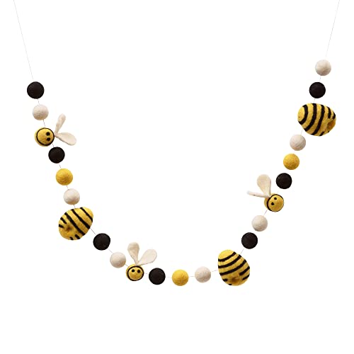 Image of Glaciart One Felt Bees & Felt Beehives Garland - Hanging Banner Decoration for Baby Nursery, Kids Room, Classroom - Woodland Forest-Themed Décor - Summer,Christmas,Easter & Spring - Home Décor - 67In